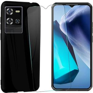 Cover for Oukitel WP50 Case,Anti Fingerprint TPU Soft ShellTempered Glass Screen Protector [1 Pack] [6.60 inches] Black