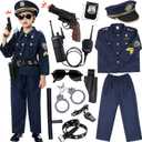 Golray Police Officer Costume for Kids - 12PCS Cop Uniform Outfit Role Play With Accessories, for Boys Girls 3-12 Years Old, Halloween Dress Up (Small (5-7 year))