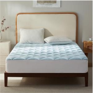 SureFit Cooling Memory Foam Mattress Topper Queen Size,Gel-Infused Cooling Foam for Pressure Relief,Breathable Ventilated Design, Fits Mattresses 8-20 Deep, Medium Plush, Cooling for Hot Sleepers