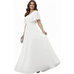 KOH KOH Womens 2025 Long Elegant Bridesmaid Evening Cocktail Modest Maxi Dress (Ivory White)