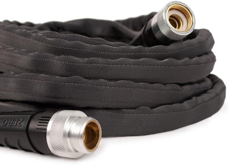 Garden Hose Non-Expandable 5/8 Inch Diameter 100 Foot Length Without Sprayer Gray Woven Fiber Jacket 600 PSI Burst Rated