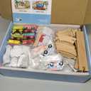 110PCS Wooden Train Set - Toy Magnetic Trains with Wooden Track Set for Kids Ages 3-8, City Scene Railway Set, Perfect Christmas Birthday Gift for Grandkids Toddlers Boys Girls