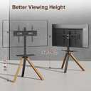 Tripod Easel TV Stand for 32 to 75 Inch LCD LED OLED Screen, Modern Floor TV Stand with Swivel Mount, Wooden Legs Minimalist Style, Portable Corner TV Floor Stand with Tray TV Mount (Light Walnut)