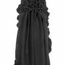 HaoLin Steampunk Retro Victorian Punk Cincher Lace up Long Ruffle Pencil Skirt Black (Black)