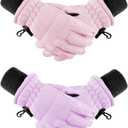 Boao Kids Winter Ski Gloves Waterproof Warm Snow Mittens Full Finger Gloves for Toddlers Infants (1 - 3 Years, Pink, Light Purple)