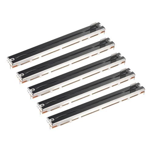MECCANIXITY 5Pcs Straight Single Linear Slide Potentiometer 3 Pin B10K 128mm(L) 100mm Travel 8x8mm Handle Fader Variable Resistors Mixer Electronic Potentiometer for Dimming Tuning