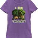 Marvel Groot Bath Hairdo Girls Short Sleeve Tee Shirt (X-Small, Purple Berry)
