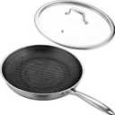 12" Non-Stick Frying Pan with Lid Tri-Ply Stainless Steel Pan with Stay-Cool Handle Oven & Dishwasher Safe For Induction, Ceramic & Gas Stovetops