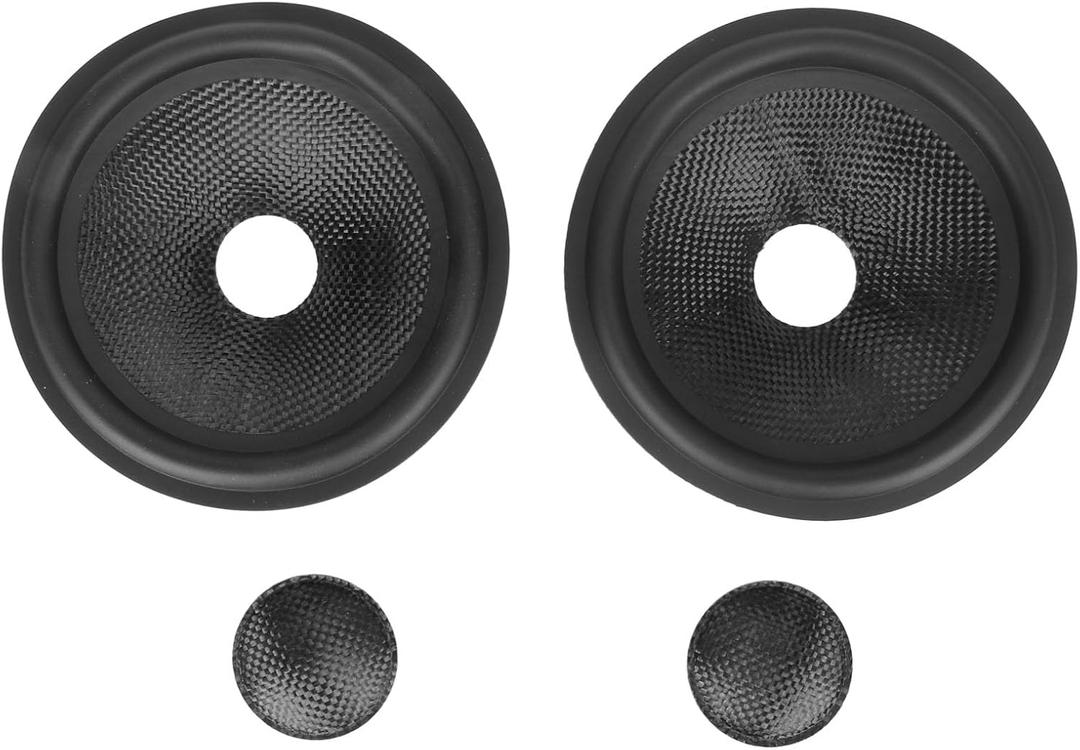 2Pcs Speaker Drum Paper, Paper Speaker Subwoofer Cones 1 Inch Inner Diameter with Rubber Surround for 5 Inch Speakers, Black
