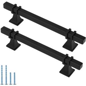 5 Pack 5in Cabinet Handles and Drawer Pulls - Matte Black Kitchen Cabinet Hardware, Dresser Pulls 128mm MOT19BK128 (5 inch (128mm) hole center)