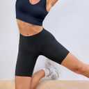 Aoysky Sports Bras for Women Long Line Workout Tank with Built in Bra V Neck Padded Yoga Tops U-Back (Blue, L)