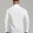 Men's Stretch Wrinkle-Resistant Solid Color Long Sleeve Dress Shirt  Slim Fit Casual Button Down Shirt (Large, White)