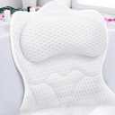 REEZEIVI Bath Pillows for Tub,Bath Pillow with 6 Non-Slip Suction Cups,Soft 4D Mesh Fabric,Bathtub Pillows for Tub Neck and Back Support,Extra Thick Luxury Bathtub Pillows,White