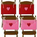 Frienda 4 Pcs Valentine's Day Envelope Chair Covers Red and Pink Valentine's Seat Covers Dining Decoration Chair Slipcover Protector for Home Wedding Holiday Hotel Kitchen Decor, 12.01"D x 10.04"W x 0.79"H