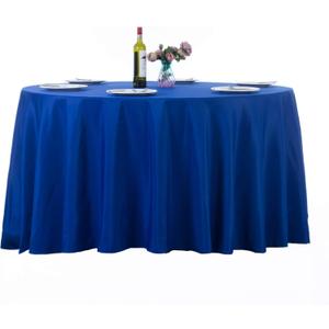 Ascoza 2pack 120 Inch Royal Blue Round Tablecloth in Washable Polyester Fabric for Wedding/ Banquet/ Restaurant/ Parties