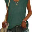 CHICALLURE Womens Tank Tops Summer Cap Sleeve T Shirts V Neck Dressy Casual Loose Fit Blouse, Army green, M