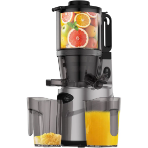 Cold Press Juicer - Masticating Juicer with 5.5" Feeding Chute, Fit Whole Fruits and Vegetables, Auto-cutting Auger, Easy to Clean, Black
