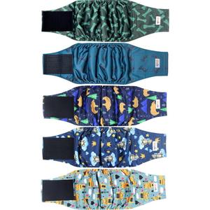 Male Dog Diapers, Dog Belly Bands for Male Dogs Wraps Washable Doggie Diapers High Absorbing Dog Belly Bands（5 Pack, Animal）