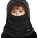 XFUEL Kids Winter Balaclava Face Mask, Thermal Ski Hood Hat, Neck Warmer Scarf for Boys Girls (Black)
