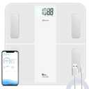 himaly USB Rechargeable Bathroom Scale for Body Weight, Digital Weight Scale Bluetooth for Accurate BMI Body Fat Scale Muscle Mass Composition Monitor with App, 400 lbs (White)