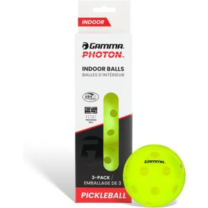 GAMMA Sports Photon Indoor Pickleball Balls, USAPA Approved, Pickleball Accessories, Pack of 3 (Yellow)
