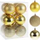 12PCS 3.15" Christmas Ball Ornaments Shatterproof Christmas Tree Decorations Xmas Tree Balls Halloween Ornaments Dcor (12, Glod, 3.15")