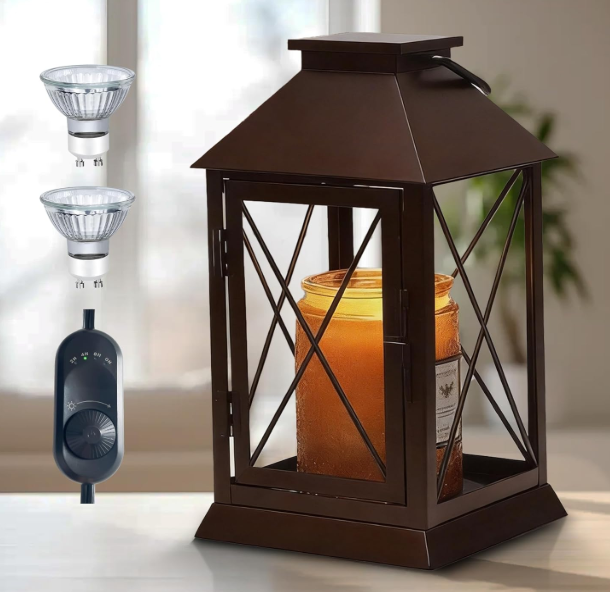 Aaffkaa Candle Warmer Lamp with Timer Dimmable,Electric Candle Lamp Warmer for Jar Candles,Large Candle Warming Lamp,Fully Enclosed Designed and Hanging Up-Coffee Gold 