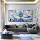 Mofutinpo Flower Wall Art Canvas Art Wall Decor For Living Room Home Decor Bedroom Pictures Aesthetic Blue Large Wall Art Framed Artwork For Walls Modern Kitchen Decor 29×58 Blacke Framed