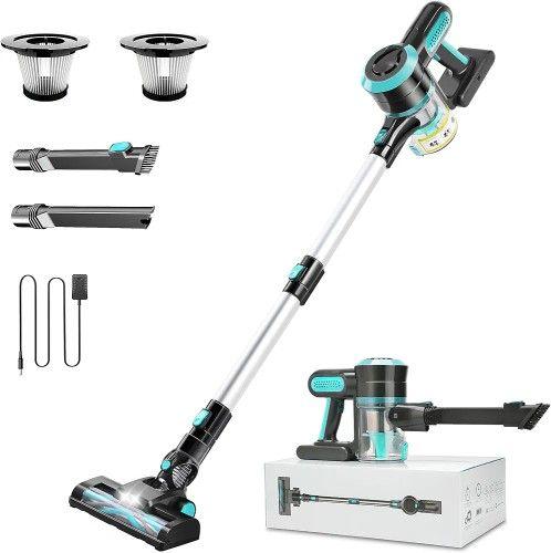 Cordless Vacuum Cleaner 25Kpa Strong Suction,45 mins Runtime, 4-in-1 Vacuum Cleaner with Detachable 2200mAh Rechargeable Battery, Lightweight Stick Vacuum for Hardwood Floor Pet Hair A19 150R