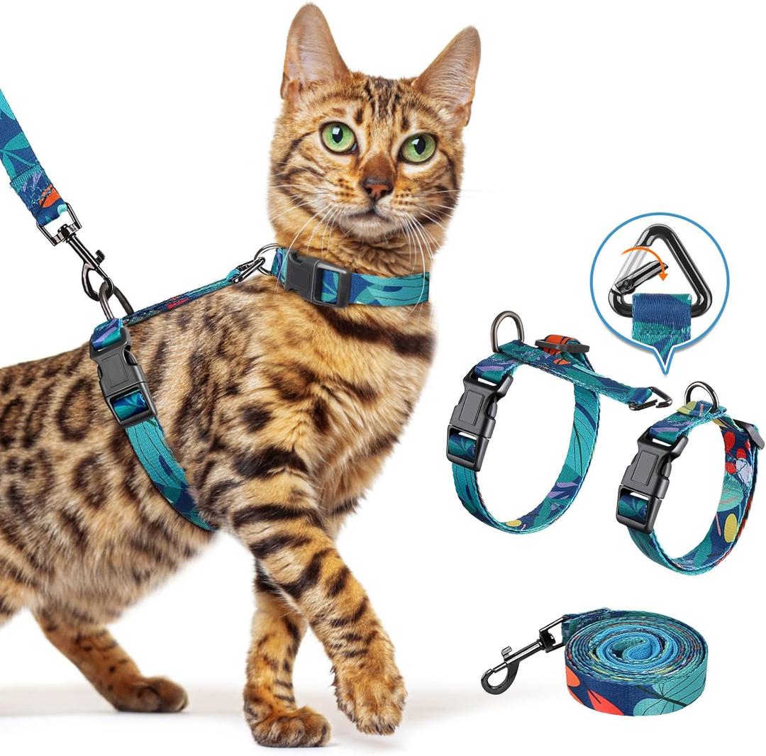 Halypet Cat Harness and Leash Set, 3-in-1 Adjustable & Lightweight, Escape-Proof, Comfortable Soft Kitten Harness for Large Cats, Safe, Easy to Wear, Outdoor Walking Travel (Medium(8-18))