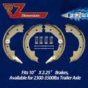 RV Murts 2 Pairs 10" x 2-1/4" Electric Trailer Brake Shoes Self-Adjusting Replacement Kits for 2300-3500Ibs Trailer 4 Holes Brake Assembly (Left & Right), Trailer Axle Hub Accessories, Dexter Type.