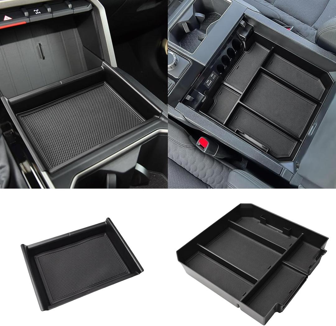 EDBETOS 2PCS/Set Center Console Organizer Compatible with 2022 2023 2024 2025 Toyota Tundra Accessories Armrest Secondary Storage Box Middle Insert Tray (Not for The Console w/Safe)