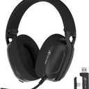 ATTACK SHARK L80 Wireless Gaming Headset, 2.4Ghz USB Gaming Headphones with Bluetooth 5.2, 50H Battery, Noise Canceling Mic, 3.5mm Wired, Wireless Headset for PC Nintendo Switch PS5 PS4 MacBlack