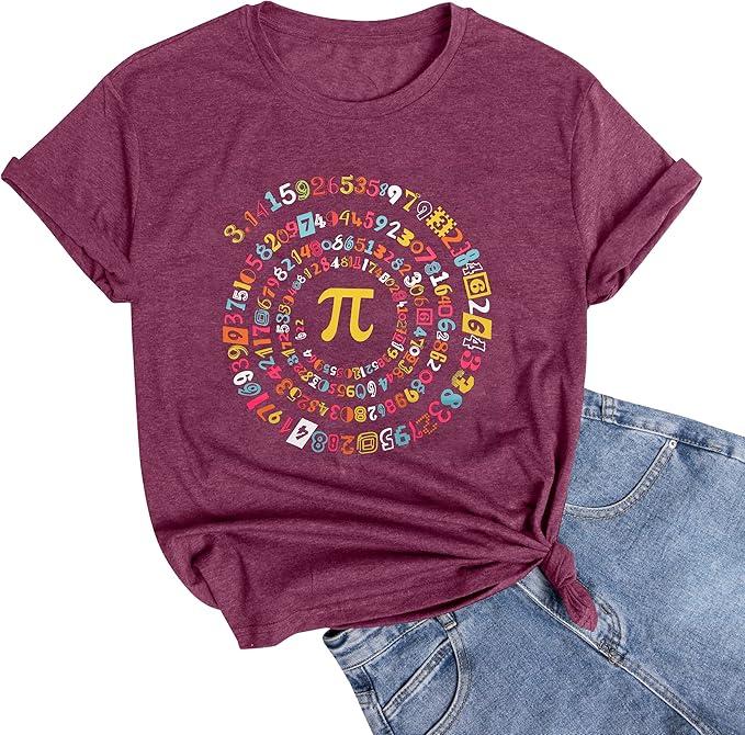 Pi Day Shirt Women Math Teacher Shirts Teacher Life Tee Teach Love Inspire Teacher Gift Casual Short Sleeve Tops M