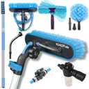 34ft IGADPole Washing Kit: Water-fed Brush, Cobweb Duster and 10 Squeegee and Soap Dispenser, with 6-Stage Telescoping Pole 5.5-27ft Pole and & 1ft Curved Extension (28ft Pole Kit)