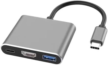 VSVAKHXC USB C to HDMI-Compatible VGA Type/C Digital AV Multiport Adapter 3 Converter to 4K 1080P(2Gray 3 in 1)