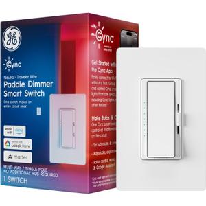 GE Cync Paddle Dimmer Smart Switch, Highly Customizable Dimmer Switch, Works with Alexa and Google Home, Matter Compatible, Easy to Install Smart Light Switch (1 Pack)