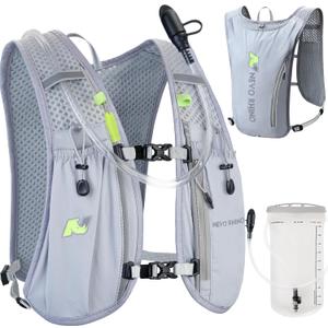 N NEVO RHINO Running Vest,Hydration Vest 5L with 1.5L Water Bladder,Lightweight Hydration Pack Water Backpack for Hiking Race (Gray)