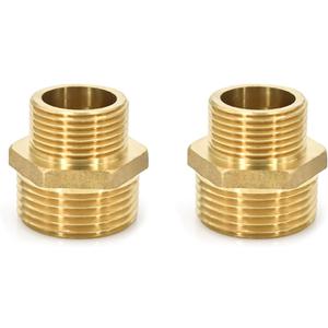 2PCS Hex Brass Nipple 1" Male to 3/4" Male NPT Pipe Fitting, Male Pipes Adapter Fittings Heavy Equal Nipples
