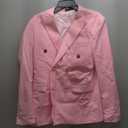 Shorts Suits for Men 2 Piece Slim Fit Double Breasted Mens Shorts Suit Set Casual Prom Summer Beach Wedding Tuxedos (Small, Pink)