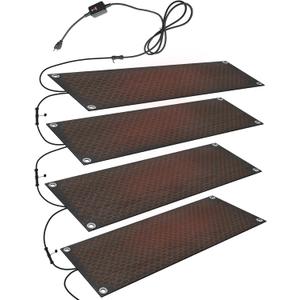 mestyl Heated Snow Melting Mats Outdoor, 10 x 30 Inch Heated Outdoor Mats, Snow and Ice Melting Mats No-Slip Winter Outdoor Heated Mats for Stair, Walkway, Steps, Sidewalks, Decks, Driveway, 4Pcs