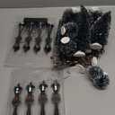 32 PCS Christmas Figurine Village Accessories, Mini Street Light Models with Brush Trees, Miniature Christmas Pathway Street Lamps Lantern Post for DIY Micro Landscape Fairy Garden