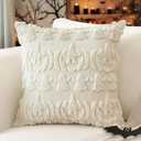 Artscope Halloween Pillow Covers 16 x 16 Set of 2 Decorative Ghost Holiday Pumpkin Throw Pillow Cases Soft Plush Faux Fur Couch Cushion Case for Farmhouse Halloween Sofa Bed Room Home Decor-Beige