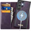 PlusnapX Wallet Case for Samsung Galaxy S25 Ultra Compatible with Magsafe, 2in1 PU Leather Flip RFID Blocking Card Holder Stand Shockproof Magnetic Detachable Cover for Galaxy S25 Ultra, Purple