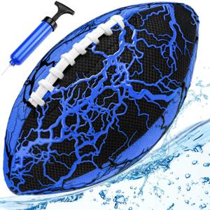 Jasonwell Waterproof Football Pool Toys - Strong Grip Soft Football for All-Weather Play Pool Games Beach Toys Water Footballs Outdoor Sports Toy Christmas Birthday Gifts for Kids Boys Teens Adults (9.25", blue)