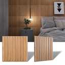 3D Slat Wall Panels, PVC Faux Wood Wall Tiles, 3D Fluted Textured Wall Panels for Interior Wall Decor, 12-Tile Set 19.7" x 19.7", 
Walnut