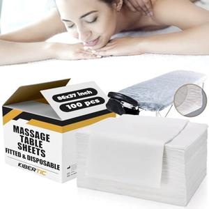 100 PCS Disposable Fitted Sheets for Massage Table, 86 x 37 inch Disposable Bed Sheets Adjustables, Massage Sheets, White Disposable Massage Table Sheets, Hotel, Beauty Salon