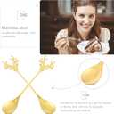 2PCS Stainless Steel Reindeer Spoons,Christmas Deer Head Shape Teaspoons Dessert Coffee Spoon Tableware Creative Tea Spoon Gold Stirring Demitasse for Coffee Tea Ice Cream Sugar Cake