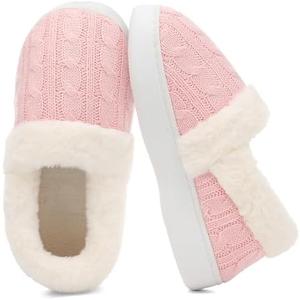 UBFEN Womens Fuzzy House Slippers Warm Bedroom Shoes with Faux Fur Lining Non Slip Memory Foam Slippers for ladies Indoor and Outdoor Size 40-41