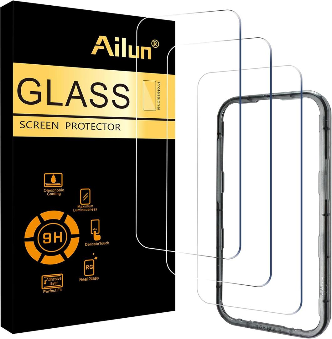Ailun 3 Pack for iPhone Air Screen Protector [6.5 inch] with Installation Frame, Tempered Glass, Sensor Protection, Dynamic Island Compatible, Case Friendly